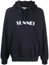 Sunnei Logo-print Organic-cotton Hoodie In Blue