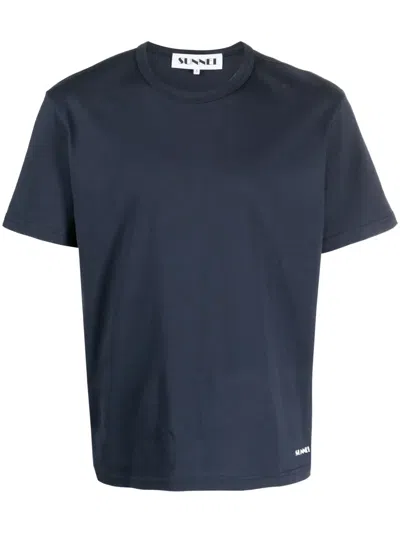 Sunnei Logo-print Organic-cotton T-shirt In Blue