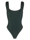 Sunnei Logo-print Ruched Swimsuit In Green