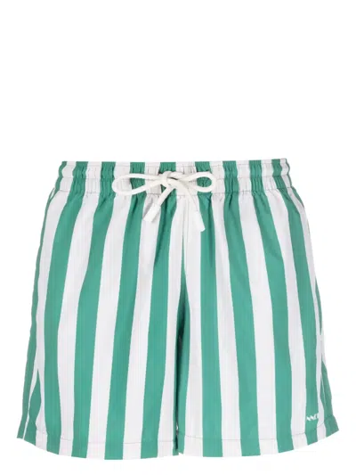 Sunnei Logo-print Striped Swim Shorts In Weiss
