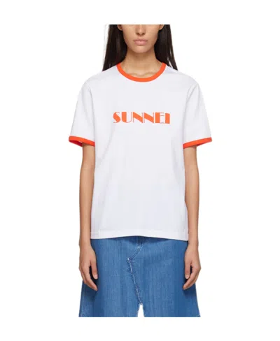 Sunnei Logo Round-necked T-shirt In White