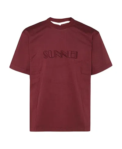 Sunnei Logo Short-sleeved T-shirt In Red