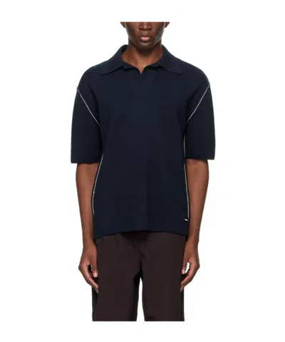 Sunnei Logo Sticker Polo Shirt In Black