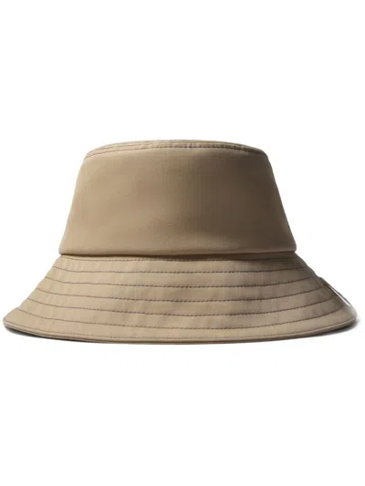 Sunnei Logo-tag Bucket Hat In Neutrals