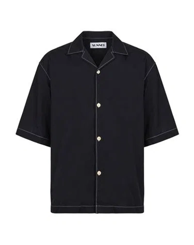 Sunnei Man Shirt Black Size S Polyamide, Elastane In Multi