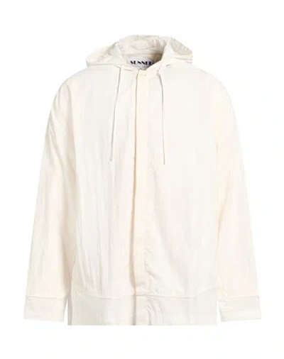 Sunnei Man Shirt Cream Size M Polyamide, Cotton In White