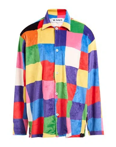 Sunnei Man Shirt Green Size M Polyester, Elastane In Multi