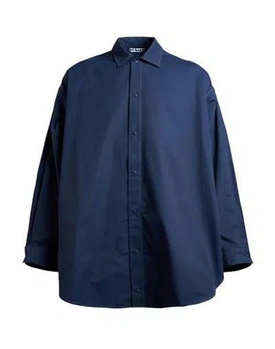 Sunnei Man Shirt Navy Size Xs/s Cotton, Nylon