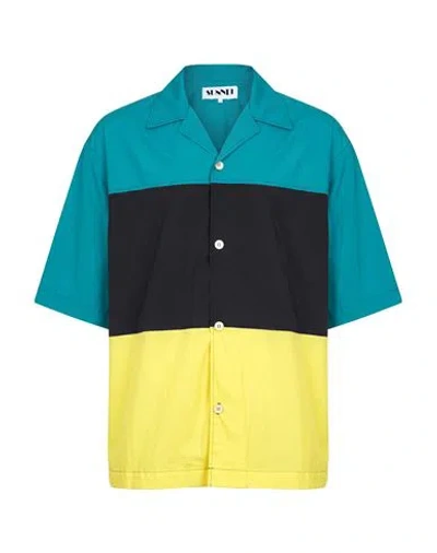 Sunnei Man Shirt Turquoise Size S Polyamide, Elastane In Multi
