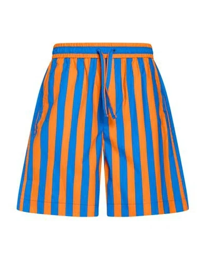 Sunnei Man Shorts & Bermuda Shorts Orange Size Xl Cotton In Multi