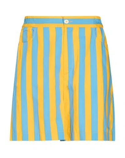 Sunnei Man Shorts & Bermuda Shorts Yellow Size S Cotton, Lyocell In Blue
