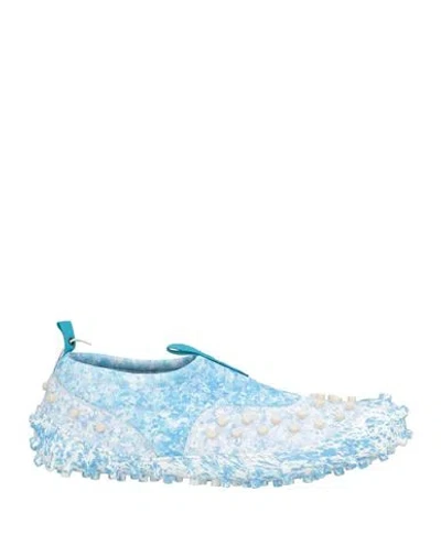 Sunnei Man Sneakers Azure Size 8 Textile Fibers, Leather In Blue