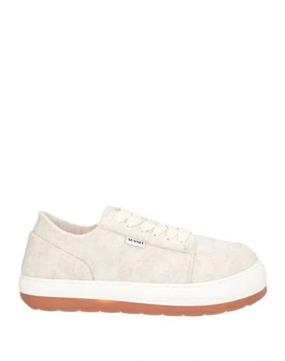 Sunnei Man Sneakers Ivory Size 8 Textile Fibers In White