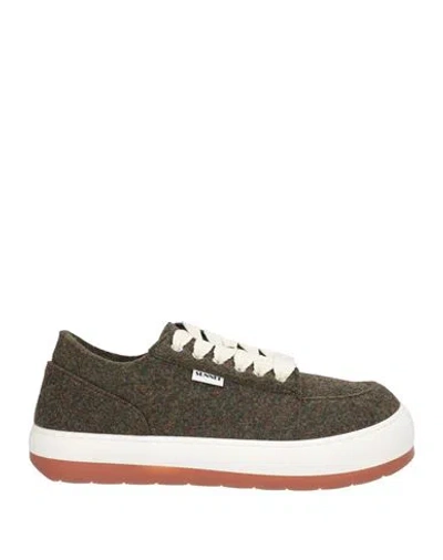Sunnei Man Sneakers Military Green Size 9 Textile Fibers