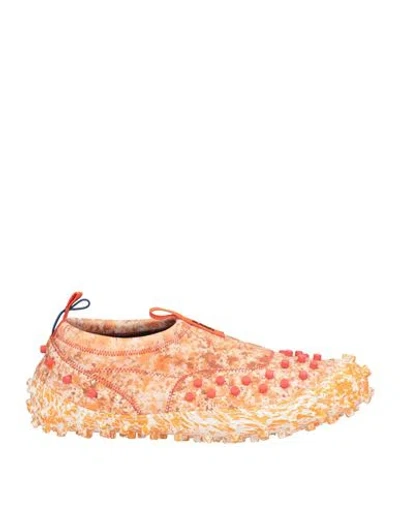 Sunnei Man Sneakers Orange Size 9 Textile Fibers, Leather