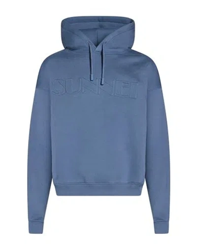 Sunnei Man Sweatshirt Slate Blue Size S Cotton, Polyester