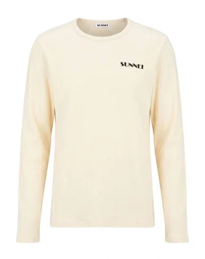 Sunnei Man T-shirt Cream Size Xl Cotton, Elastane In White