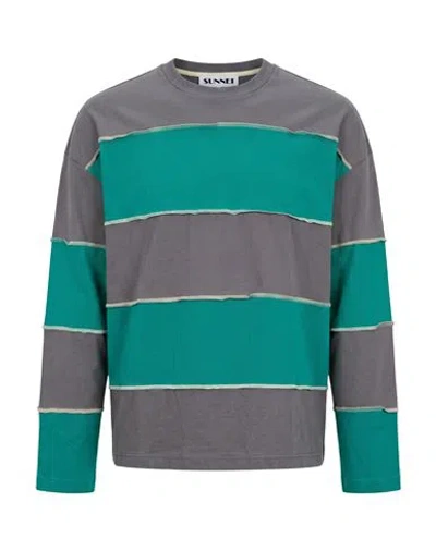 Sunnei Man T-shirt Grey Size Xs Organic Cotton In Brown