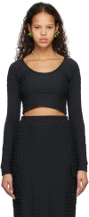 Sunnei Navy Allover Long Sleeve T-shirt In 492 Dark Navy