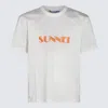 Sunnei Logo Embroidered Crewneck T-shirt In Off White Ppt/peach