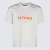 Sunnei Logo Embroidered Crewneck T-shirt In Off White Ppt/peach