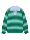 Sunnei Ombré Polo-collar Sweater In Green