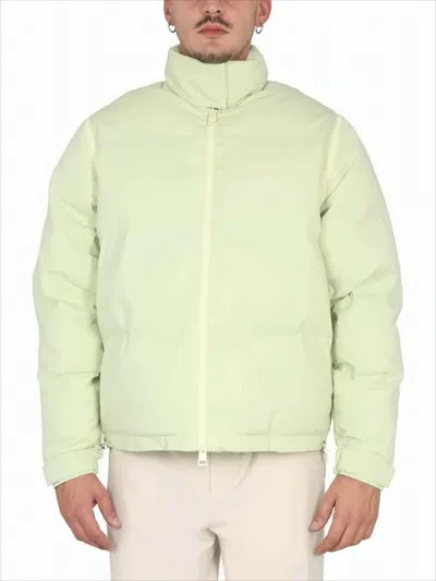 Sunnei Pastel High-collar Padded Jacket With Zipper Closure In Green