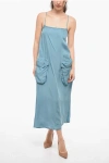 Sunnei Patch Pockets Maxi Dress With Spaghetti Straps