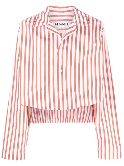 Sunnei Pinstriped Long-sleeve Body In White