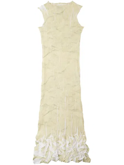 Sunnei Pleated Maxi Dress In Neutrals