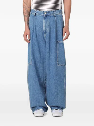 Sunnei Pleated Wide-leg Jeans In Blue