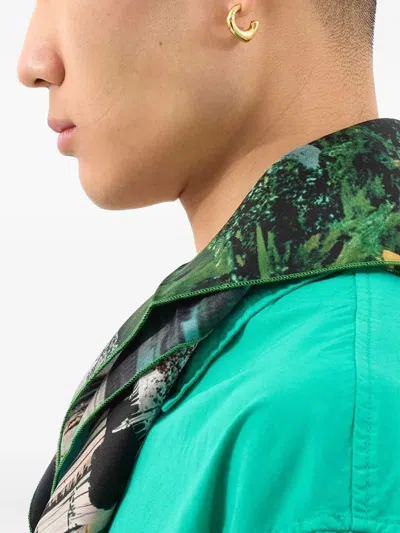 Sunnei Polished-finish Hoop Earrings In Green