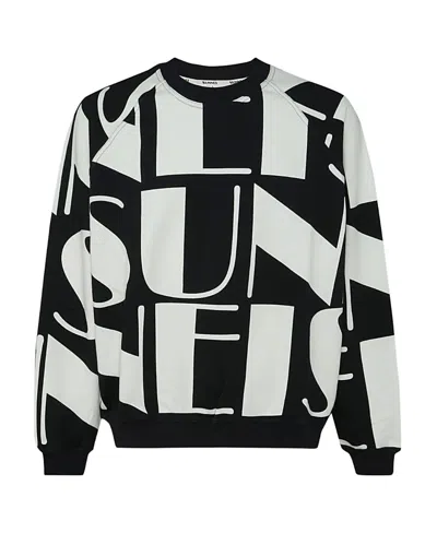 Sunnei Printed Round-neck Sweater In Black