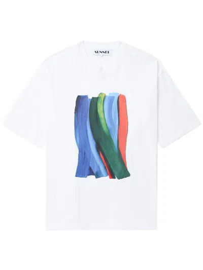 Sunnei Printed T-shirt In Weiss