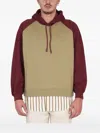 Sunnei Two-tone Cotton Sweatshirt With Drawstring Hood In Brown