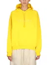 Sunnei Relaxed-fit Drawstring Hood Sweatshirt In Yellow