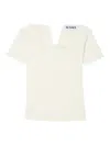 Sunnei Ribbed V-neck T-shirt In Neutral