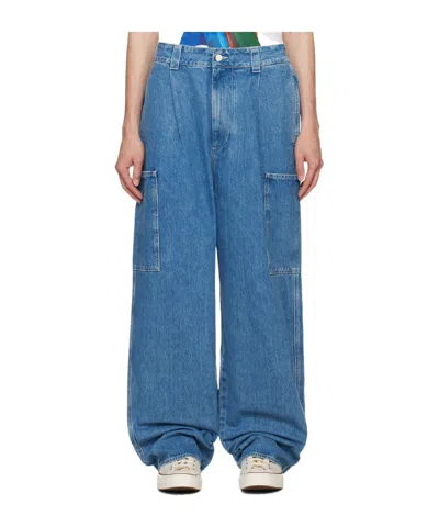 Sunnei Blue Rick Cargo Jeans In 8072 Light Washed De