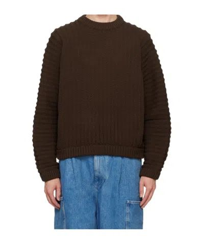 Sunnei Round-neck And Long-sleeved Sweater In Black
