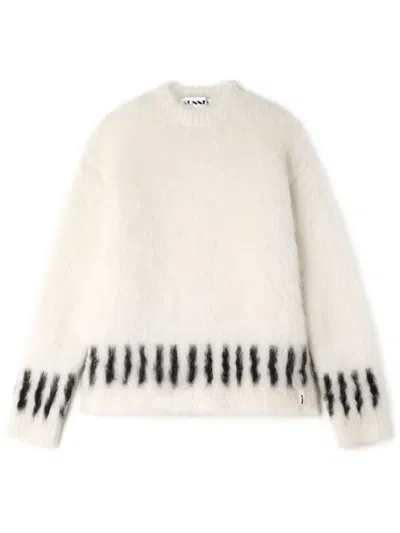 Sunnei Round-neck Sweater In White