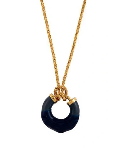 Pre-owned Sunnei Rubber & Resin Rubberized Pendant Necklace, 24.5" In Blue