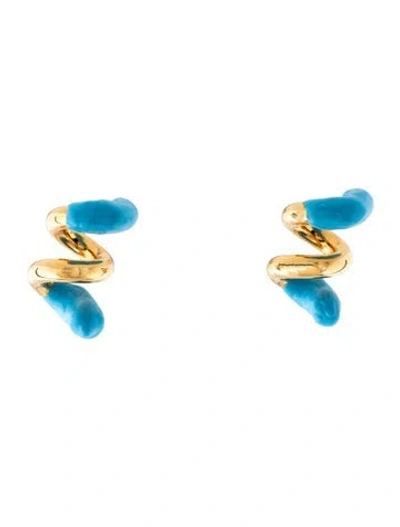 Pre-owned Sunnei Rubber Fusillo Drop Earrings In Blue