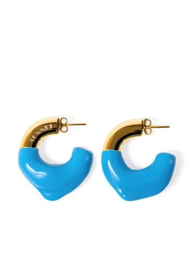 Sunnei Rubberised-detail Earrings In Gold