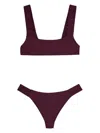 Sunnei Ruched Straps Bikini Set In Brown