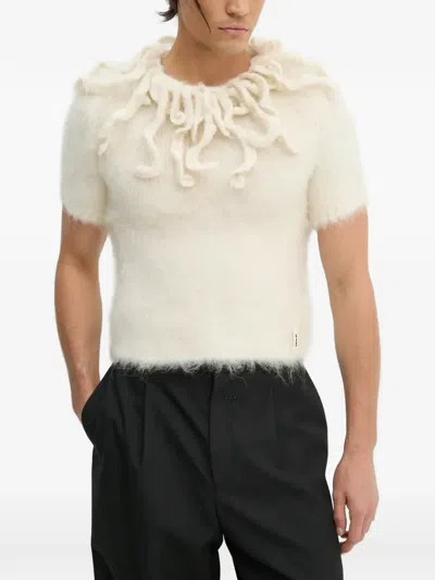 Sunnei Ruffled Short-sleeve T-shirt In White