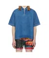 Sunnei Blue Short Sleeve Denim Polo In Blue