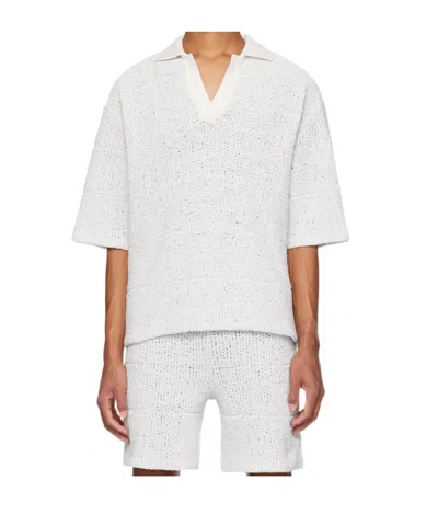 Sunnei Short-sleeved Knitted Polo Shirt In White