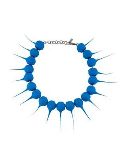Pre-owned Sunnei Silicone Spike Necklace, 17.25" In Blue