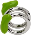 Sunnei Silver & Green Double Fusillo Ring In 7512 Silver Fern Gre