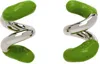 Sunnei Silver & Green Fusillo Rubberized Earrings In 7512 Silver Fern Gre